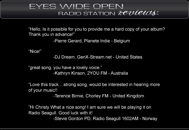 Radio Station Reviews of Eyes Wide Open